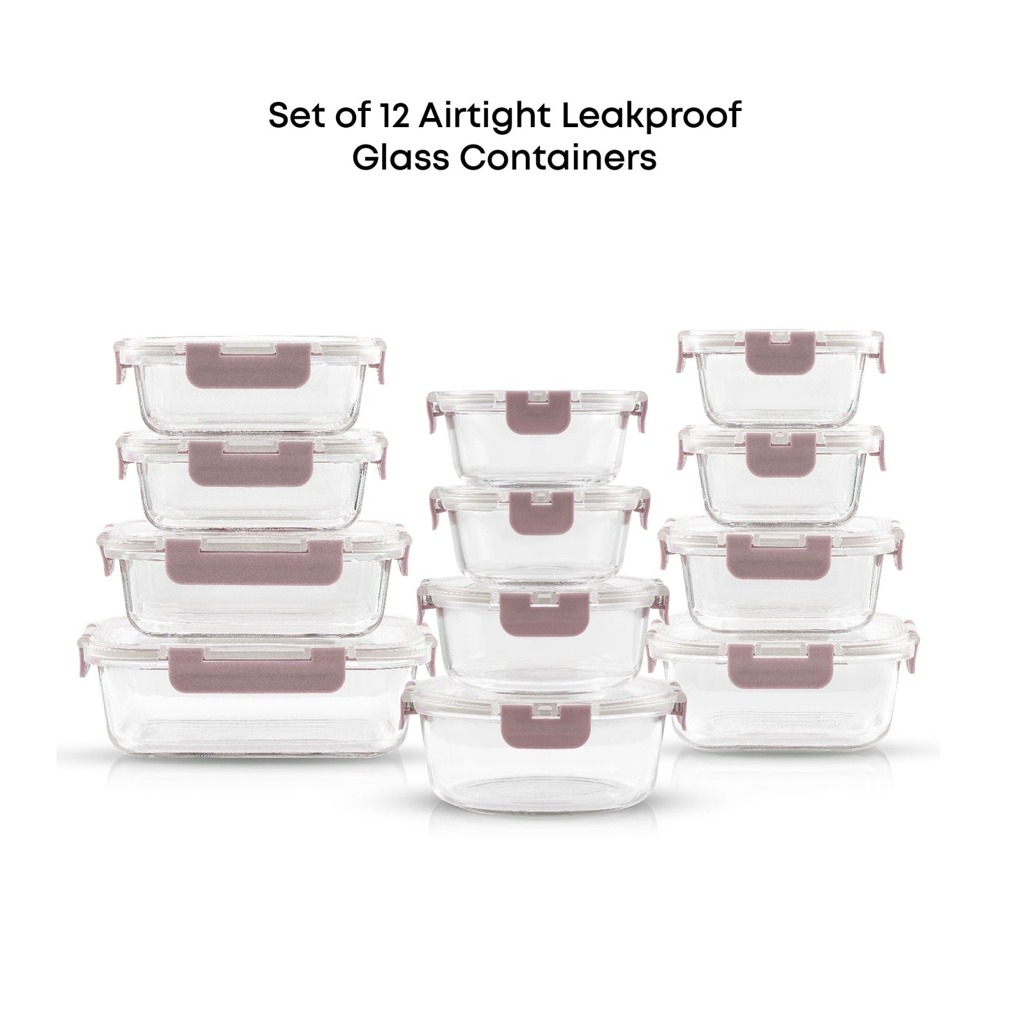 12 Glass Storage Containers with Leakproof Lids Set