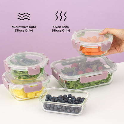 12 Glass Storage Containers with Leakproof Lids Set