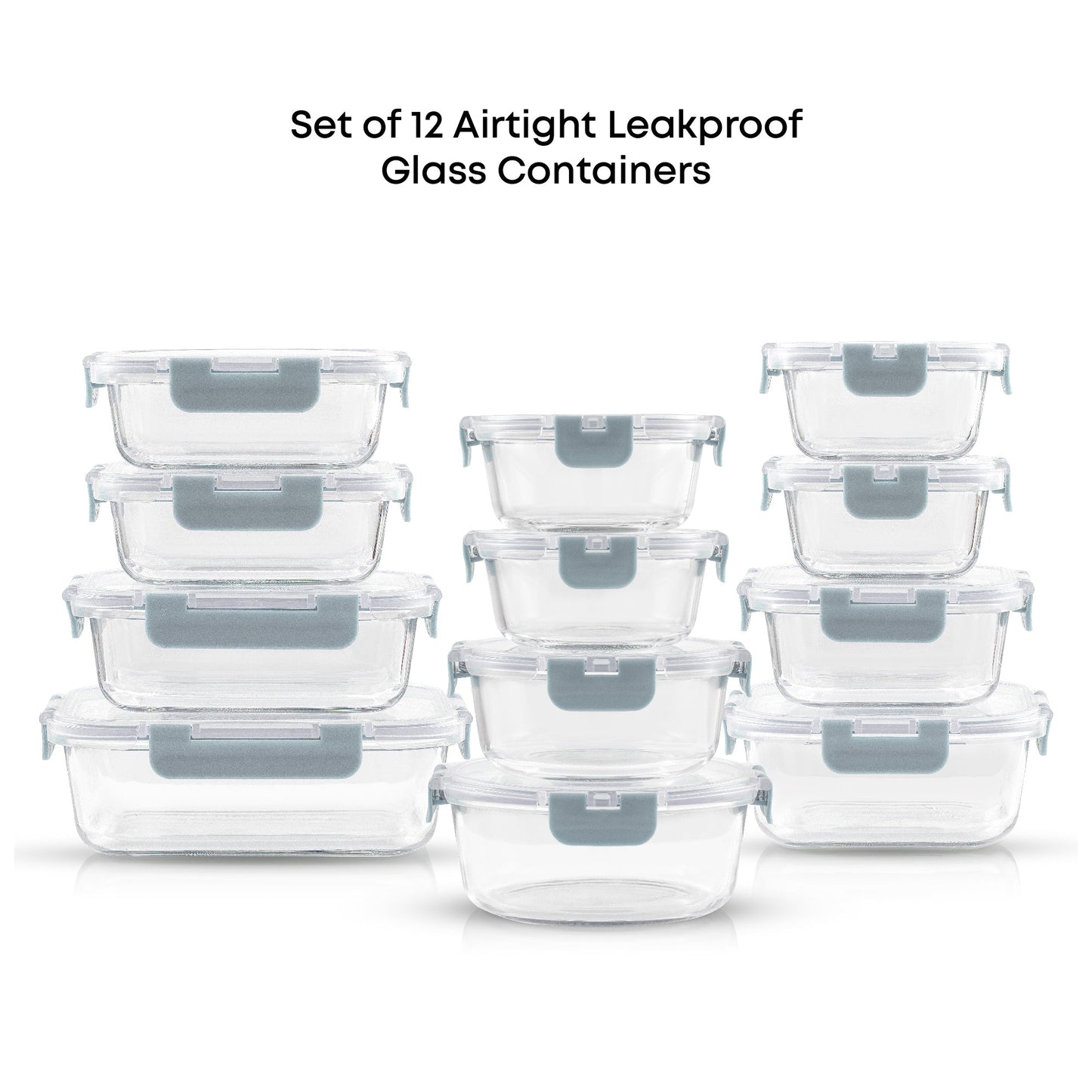 12 Glass Storage Containers with Leakproof Lids Set