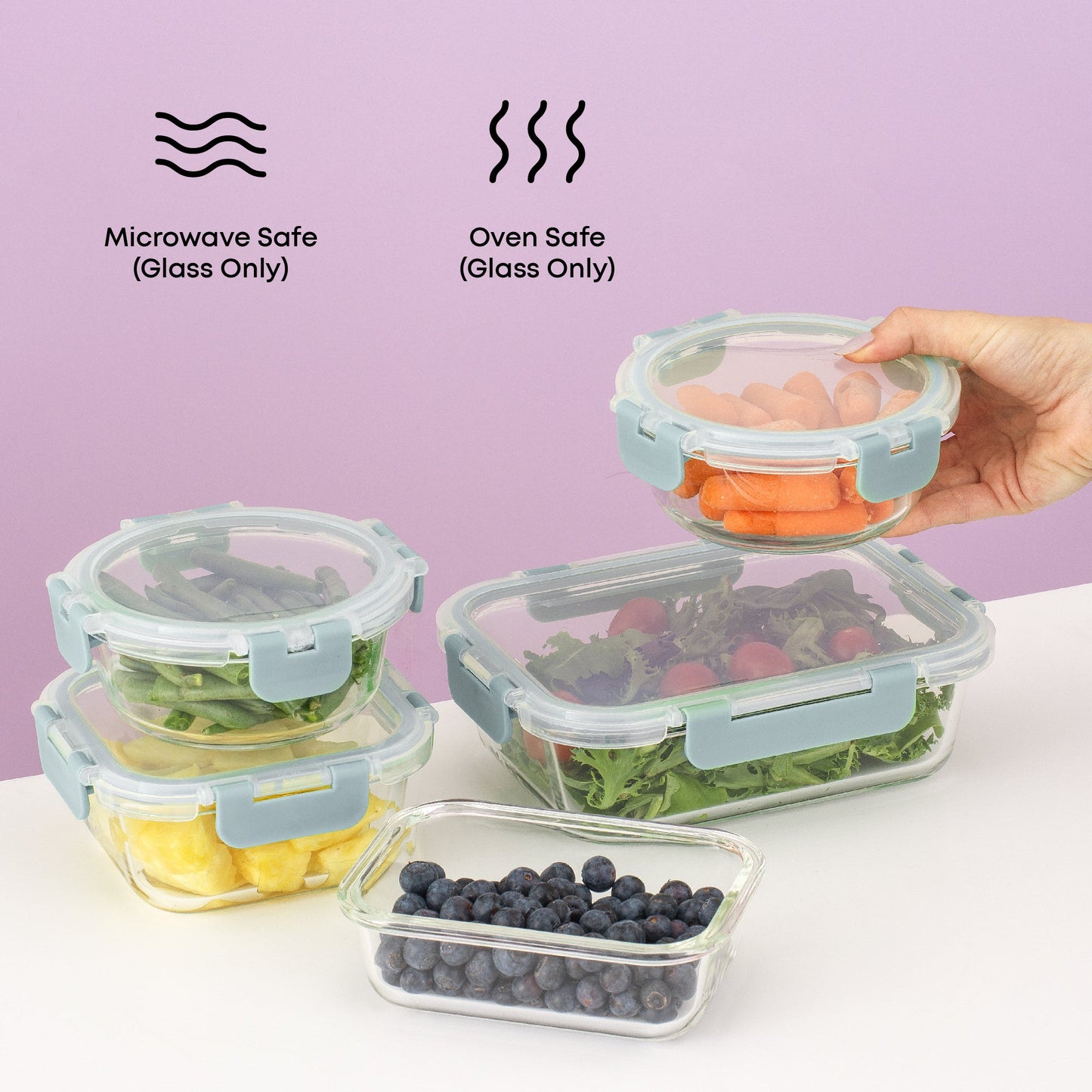 12 Glass Storage Containers with Leakproof Lids Set
