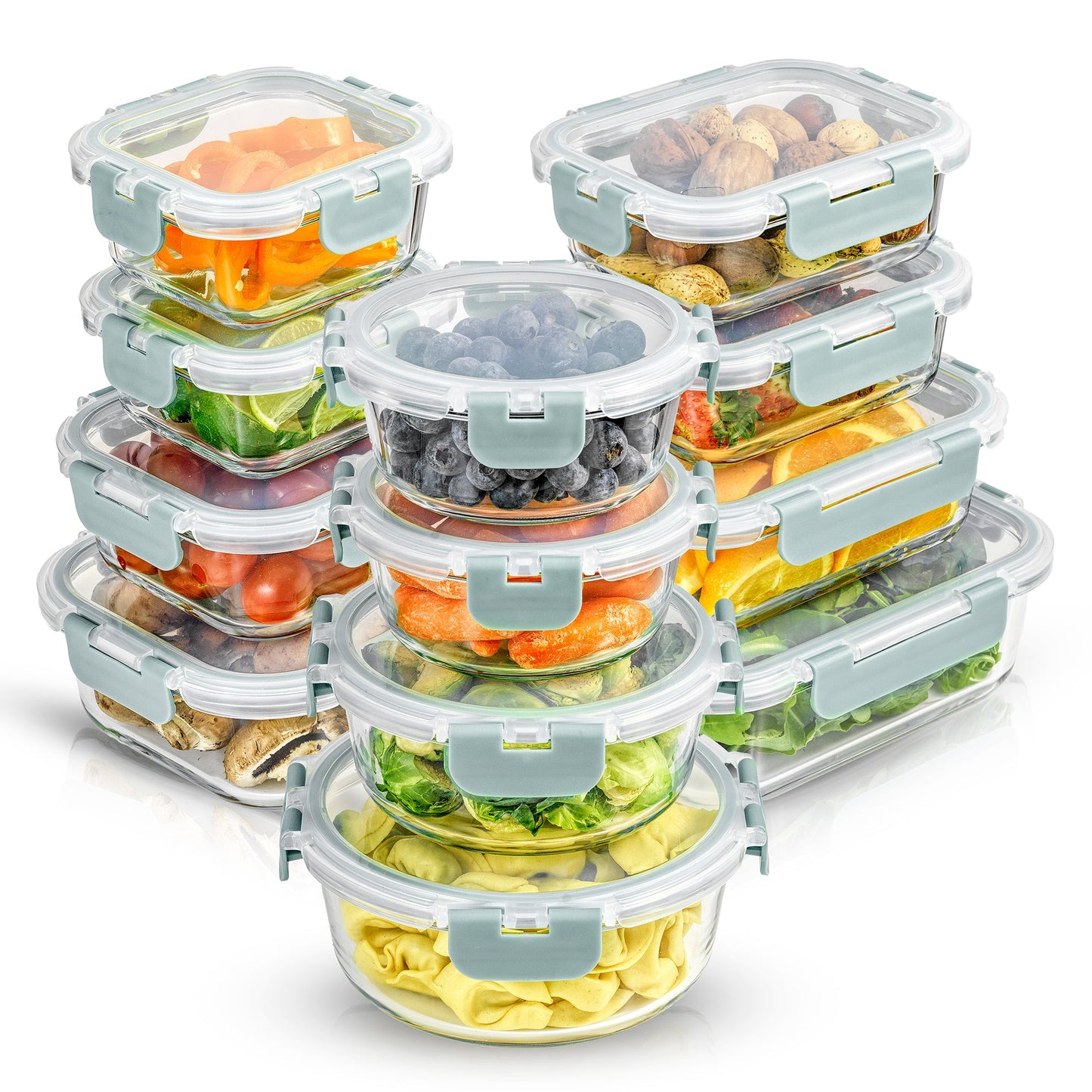 12 Glass Storage Containers with Leakproof Lids Set