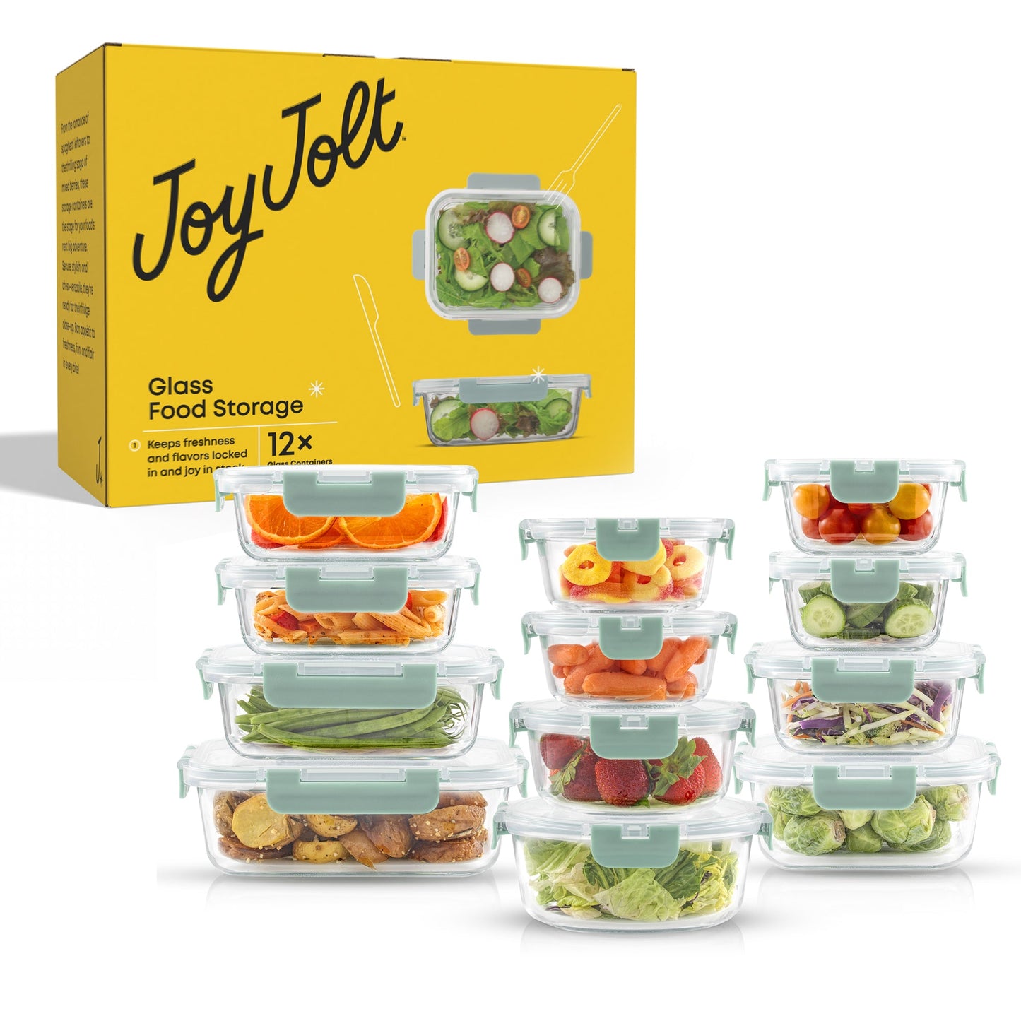 12 Glass Storage Containers with Leakproof Lids Set