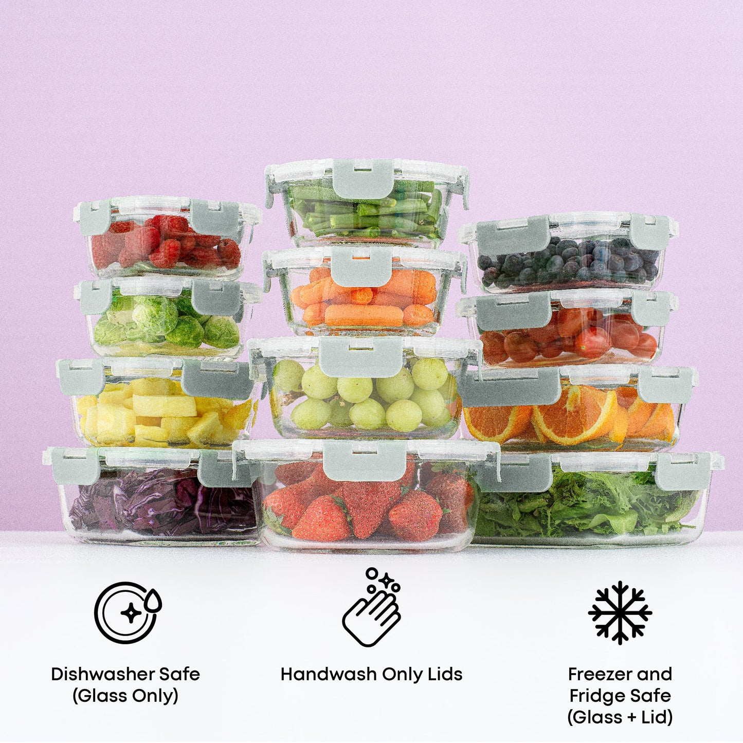 12 Glass Storage Containers with Leakproof Lids Set