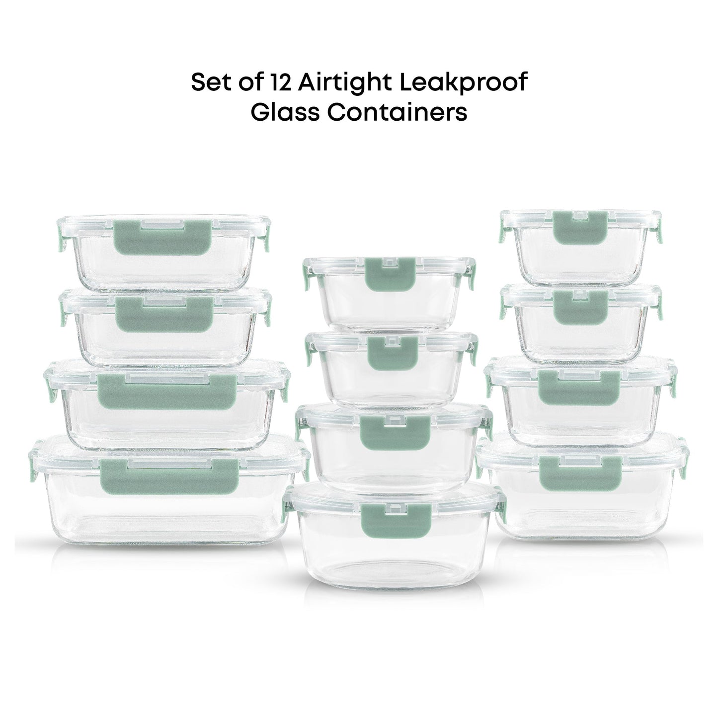 12 Glass Storage Containers with Leakproof Lids Set