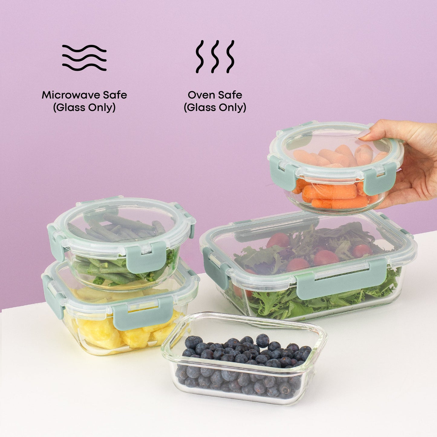 12 Glass Storage Containers with Leakproof Lids Set