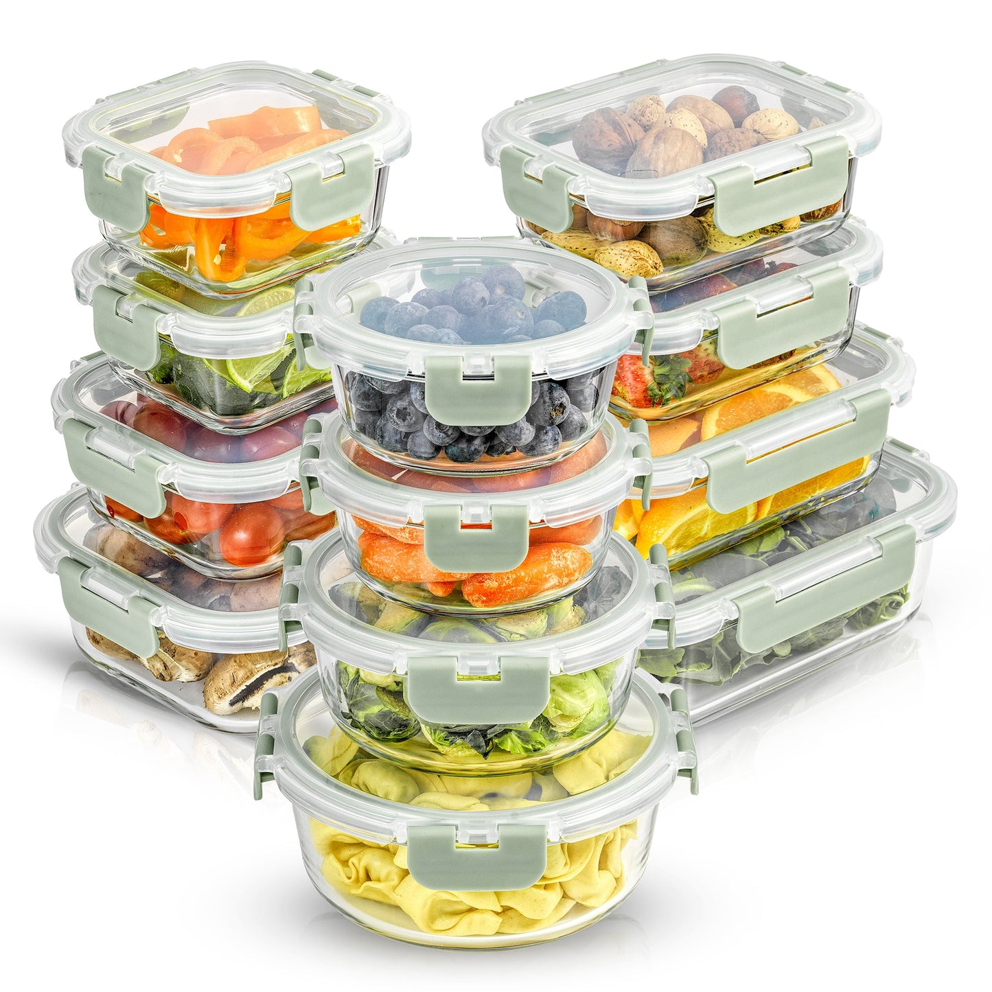 12 Glass Storage Containers with Leakproof Lids Set