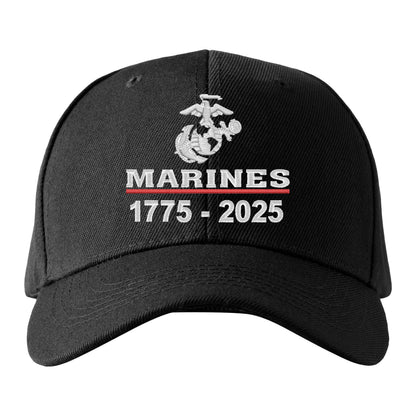 Marines 250th Birthday Embroidered Hat Flexible Fit USMC Cover