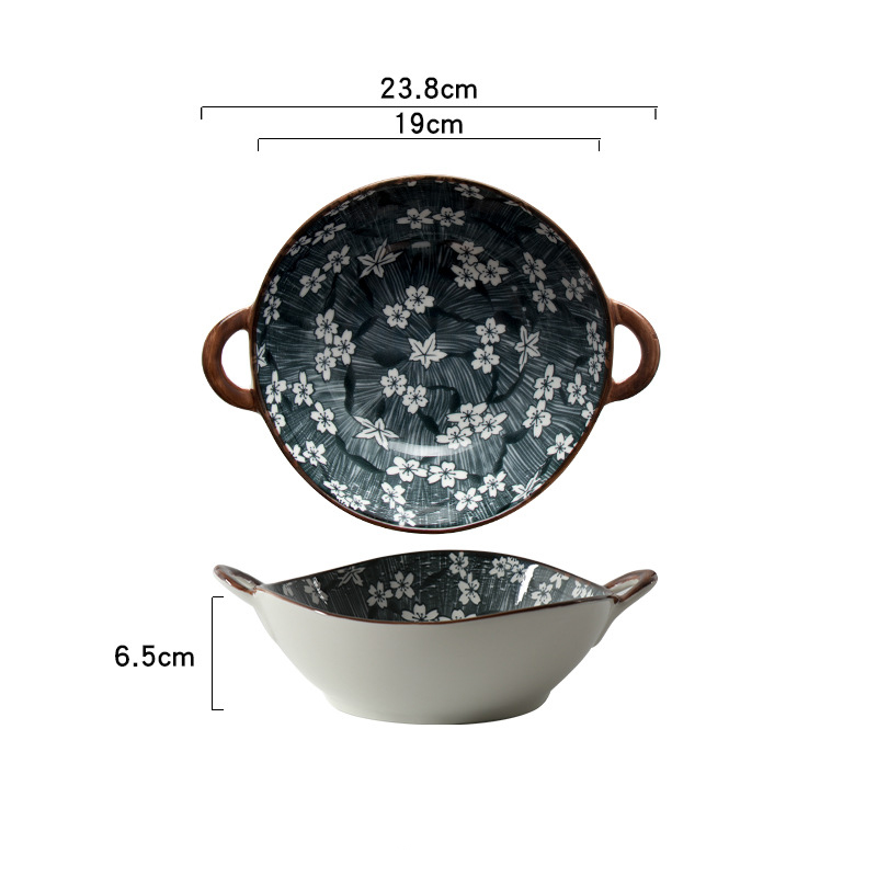 Farmhouse Modern Style Irregular Shaped Ceramic Bowls With Handles