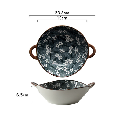 Farmhouse Modern Style Irregular Shaped Ceramic Bowls With Handles