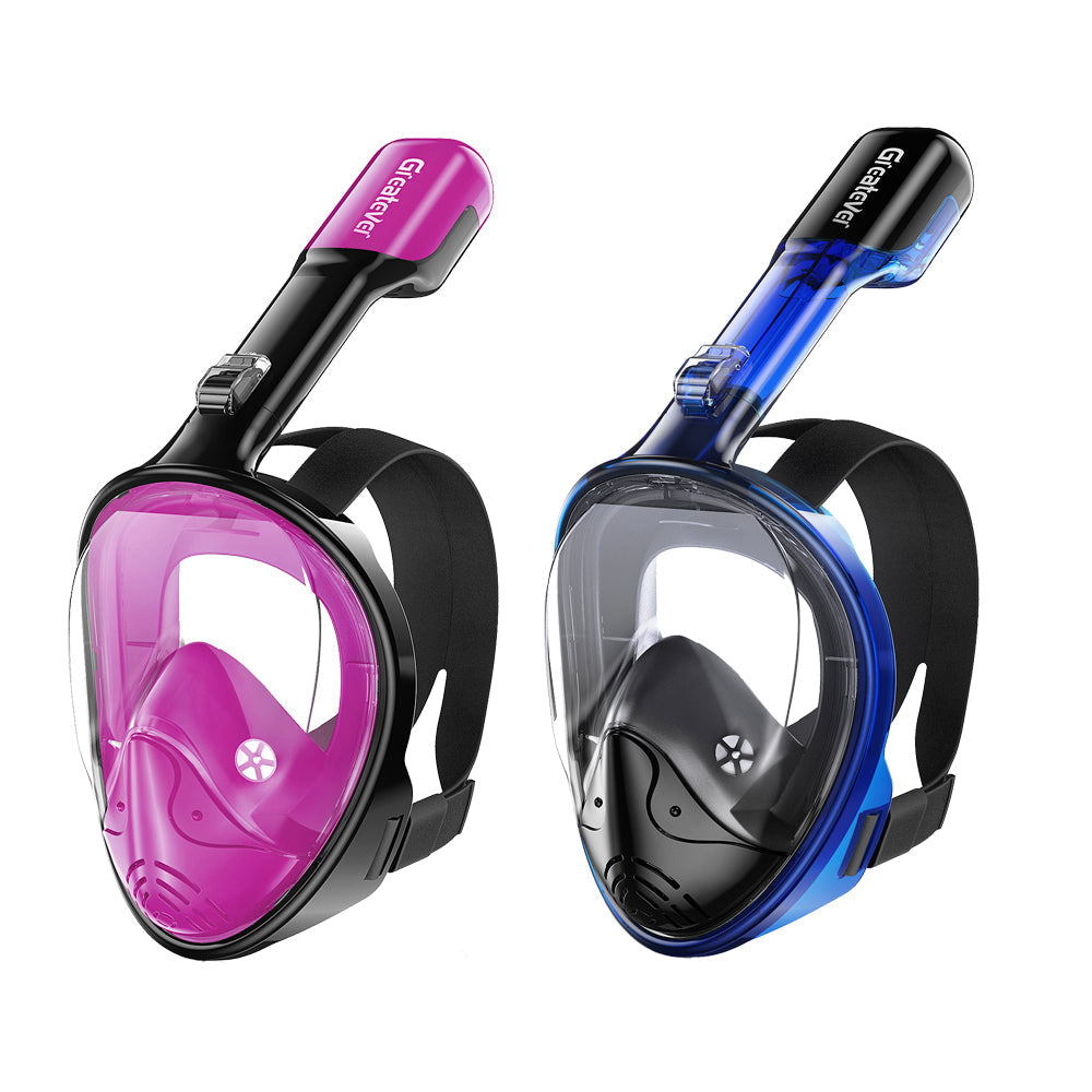 Adults Full Face Mask | Anti Fog & Anti Leak Snorkel Mask - 2 Pcs