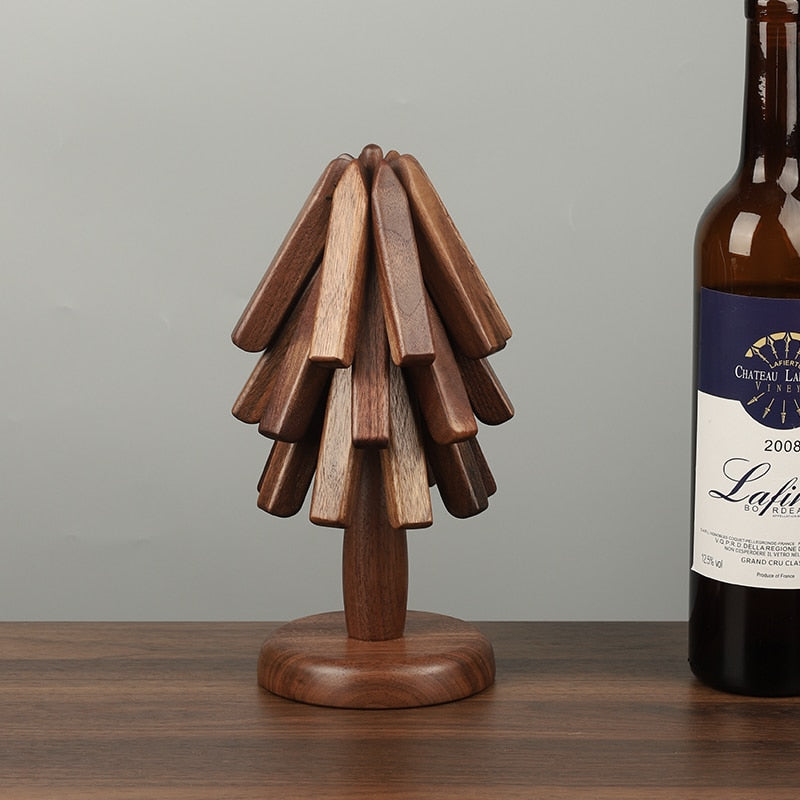 Wood Collapsible Hot Pad Trivet Tree