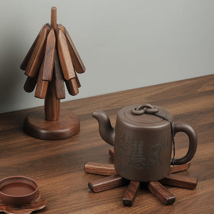 Wood Collapsible Hot Pad Trivet Tree