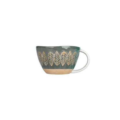 Farmhouse Style Irregular Shaped Ceramic Mugs With Exposed Base