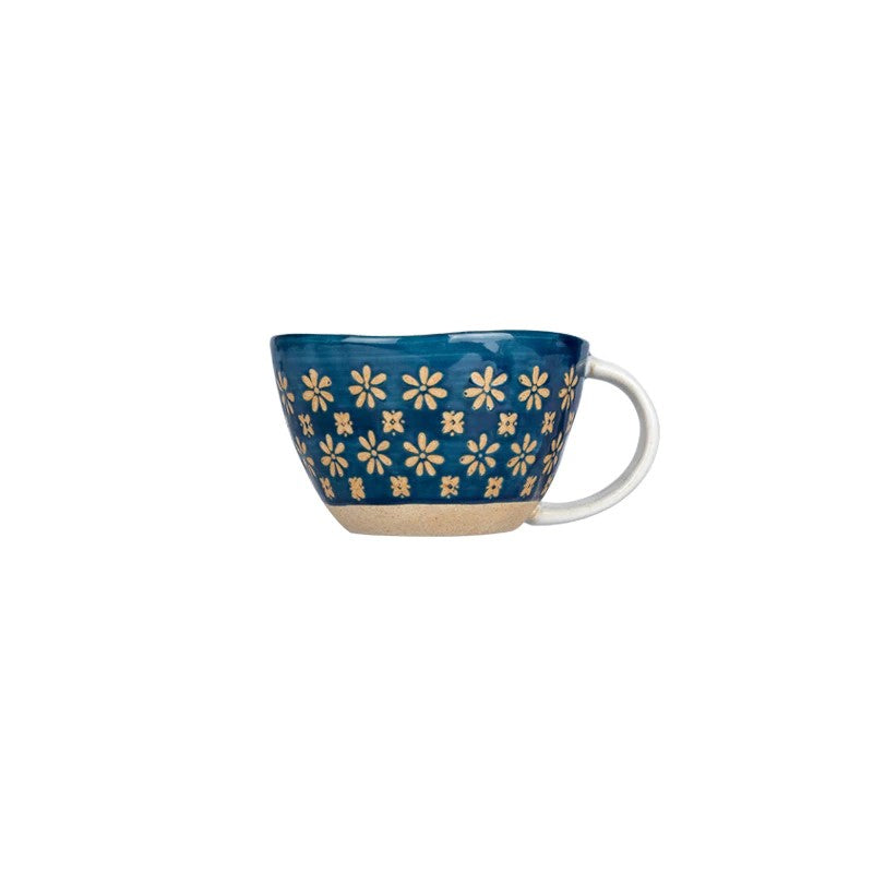 Farmhouse Style Irregular Shaped Ceramic Mugs With Exposed Base