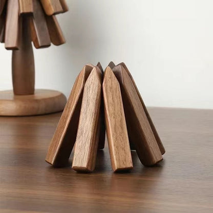 Wood Collapsible Hot Pad Trivet Tree