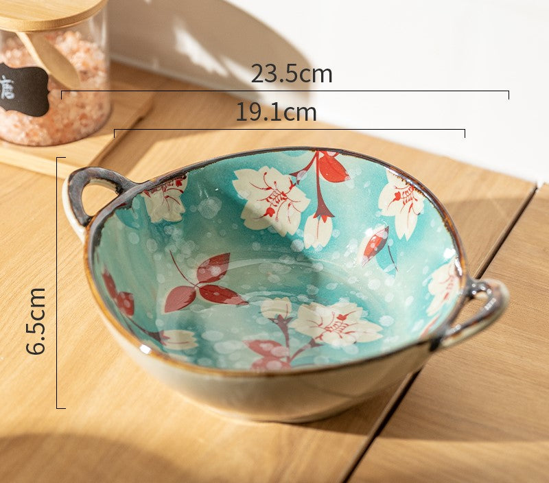 Farmhouse Style Irregular Shaped Ceramic Bowls With Handles