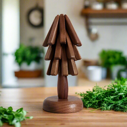 Wood Collapsible Hot Pad Trivet Tree