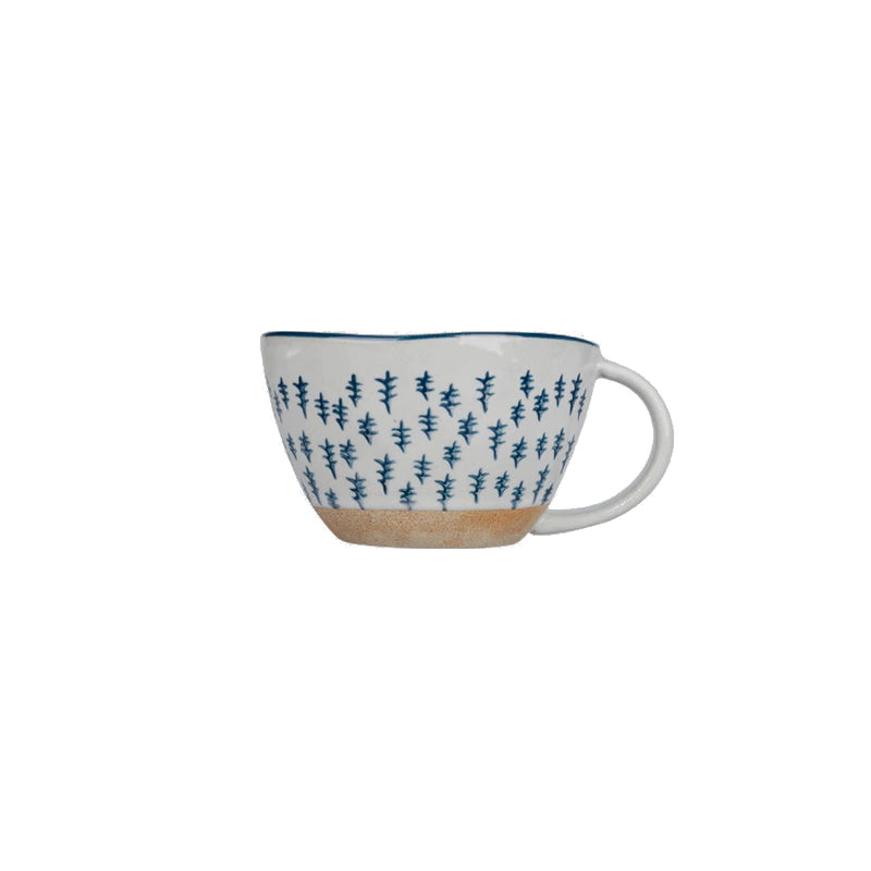 Farmhouse Style Irregular Shaped Ceramic Mugs With Exposed Base