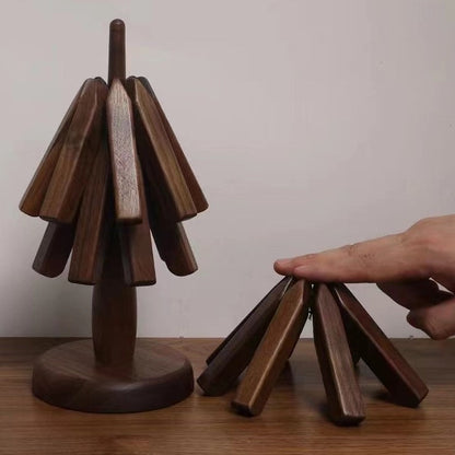 Wood Collapsible Hot Pad Trivet Tree