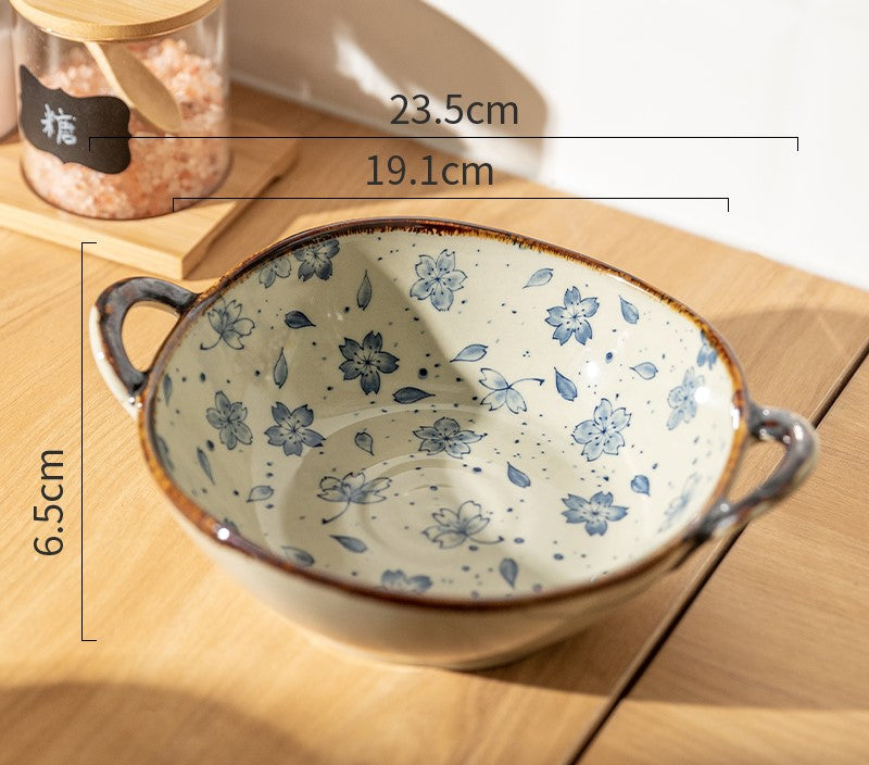 Farmhouse Style Irregular Shaped Ceramic Bowls With Handles