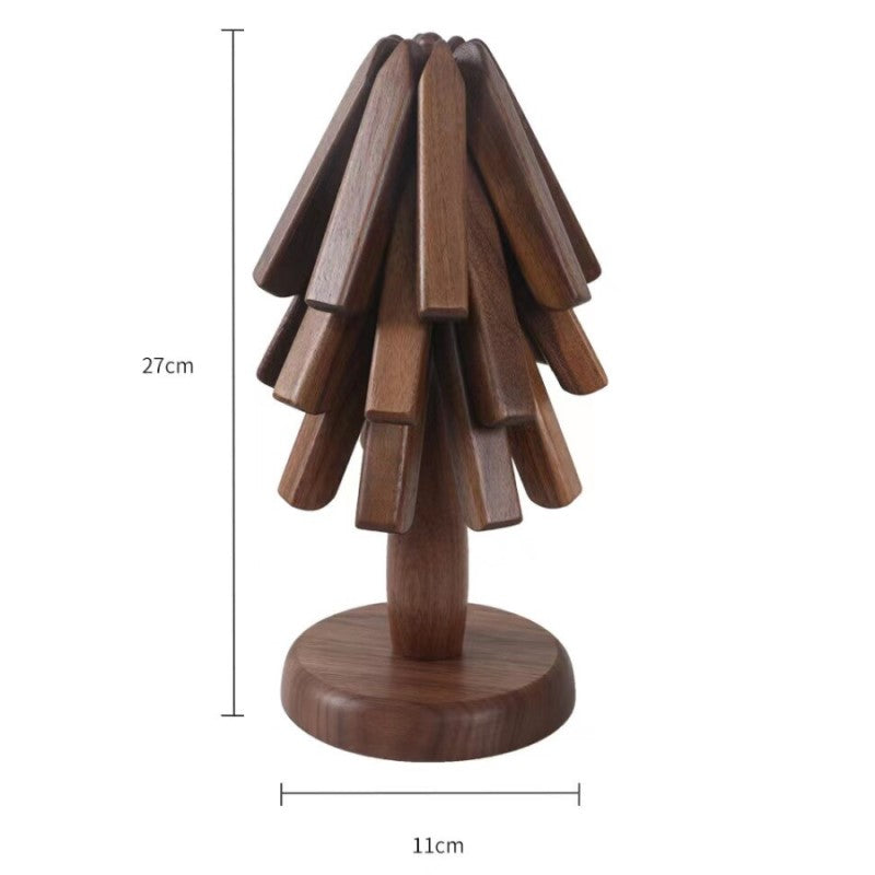 Wood Collapsible Hot Pad Trivet Tree