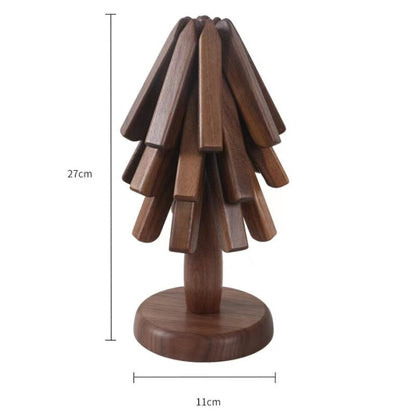 Wood Collapsible Hot Pad Trivet Tree