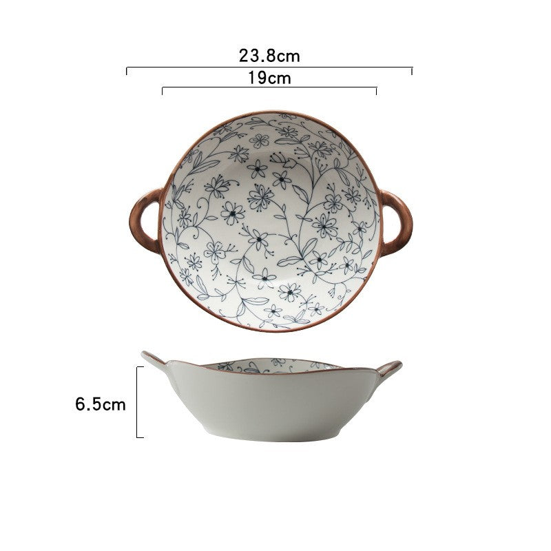 Farmhouse Modern Style Irregular Shaped Ceramic Bowls With Handles