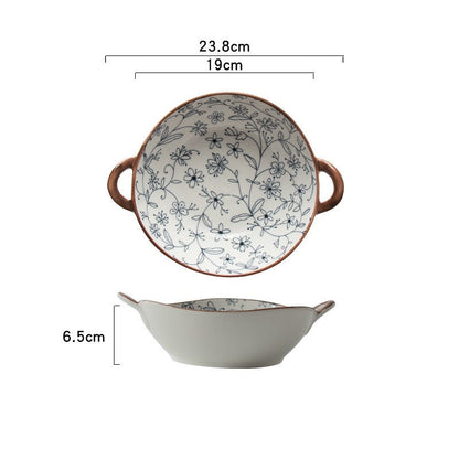 Farmhouse Modern Style Irregular Shaped Ceramic Bowls With Handles