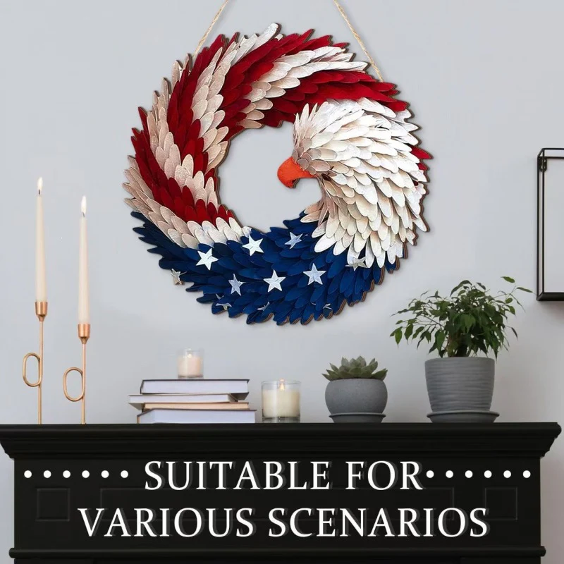 4th of July Patriotic Door Sign – 250th Anniversary Eagle Wreath