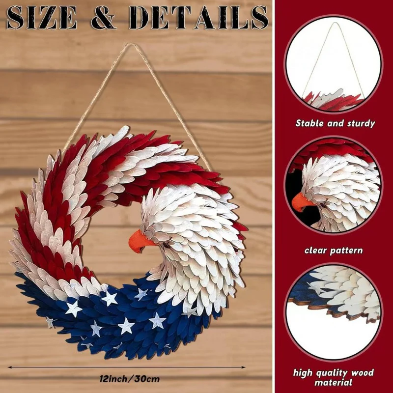 4th of July Patriotic Door Sign – 250th Anniversary Eagle Wreath