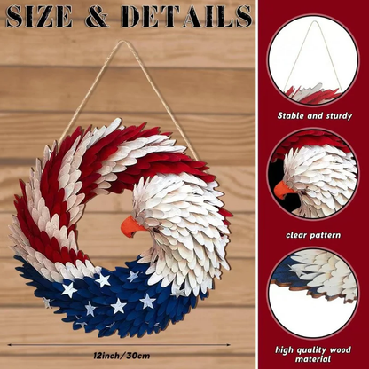 4th of July Patriotic Door Sign – 250th Anniversary Eagle Wreath