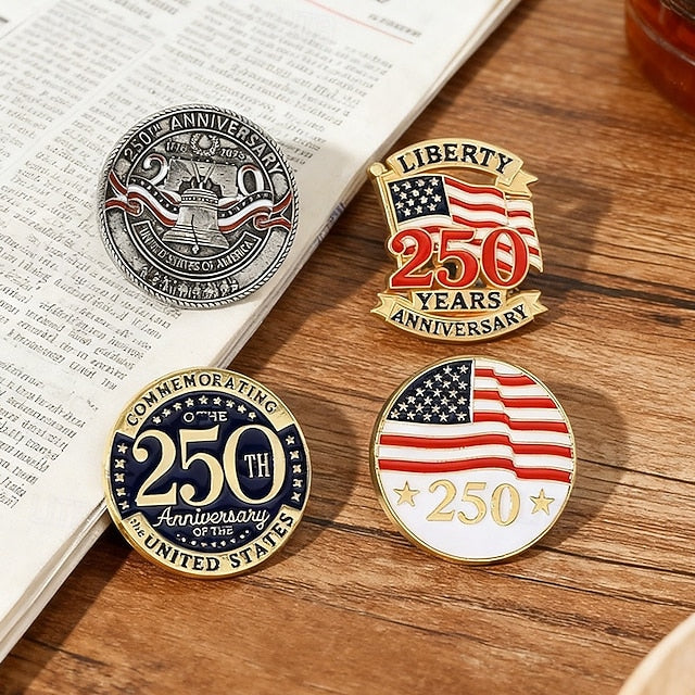 4pcs U.S. 250th Anniversary Brooch Set – Patriotic Lapel Pins