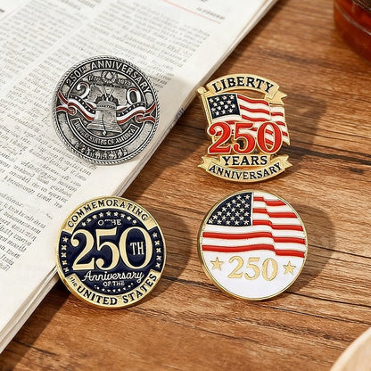 4pcs U.S. 250th Anniversary Brooch Set – Patriotic Lapel Pins