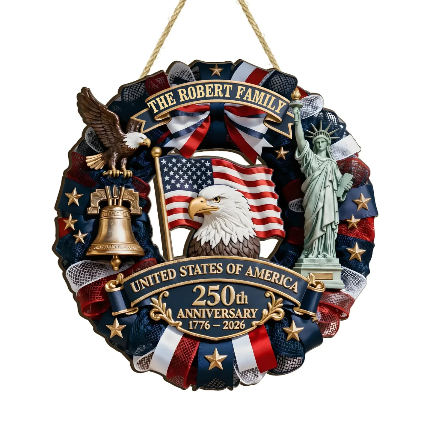 United States Of America 250th Anniversary - Personalized Wooden Sign, 250th Anniversary Gifts