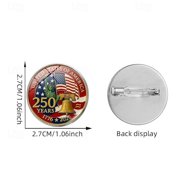 10Pcs U.S. 250th Anniversary Lapel Pin Badges, July Fourth Independence Day Accessories