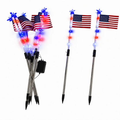 8 Solar American Flag Pathway Lights for 250th US Independence Celebration