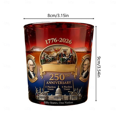 USA 250th Anniversary Eagle with Flag Whiskey Glass Cup, 1776-2026 Edition Whiskey Bottle, 12oz for Liquor, Patriotic Military Veteran Gift for Men, Dad, Husband, Anniversary & Retirement Decoration