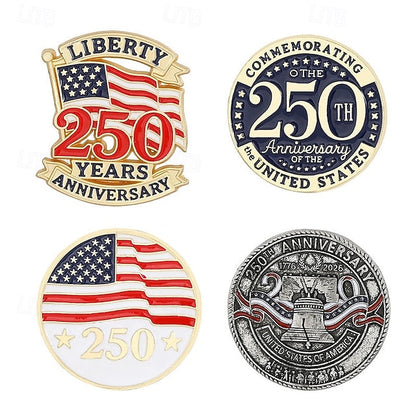 4pcs U.S. 250th Anniversary Brooch Set – Patriotic Lapel Pins