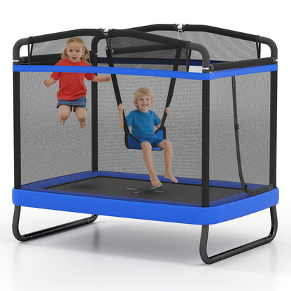 Rectangle Trampoline for Kids 70” Toddler Rebounder with Detachable Swing