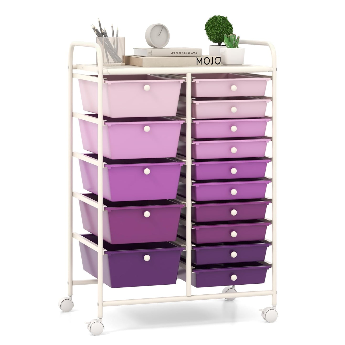 15-Drawer Organizer Cart Office School Rolling Storage Cart