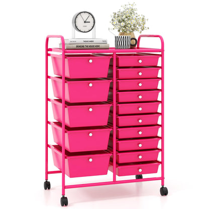 15-Drawer Organizer Cart Office School Rolling Storage Cart
