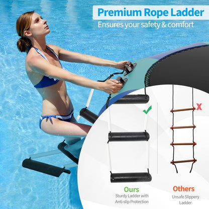 Inflatable Water Trampoline, 10FT/12FT/15FT Recreational Water Bouncer w/ Electric Inflator