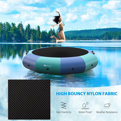 Inflatable Water Trampoline, 10FT/12FT/15FT Recreational Water Bouncer w/ Electric Inflator