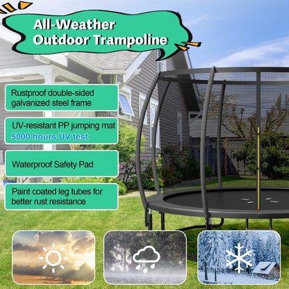 8FT 10FT 12FT Trampoline with Enclosure, ASTM Approved Outdoor Large Trampoline with Ladder