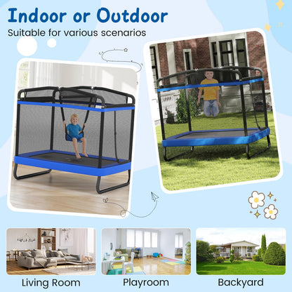 Rectangle Trampoline for Kids 70” Toddler Rebounder with Detachable Swing