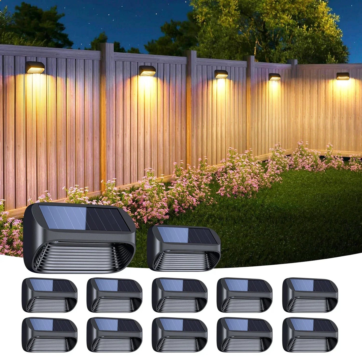 Solar-Powered Fence Lights for Yard, Deck, Patio