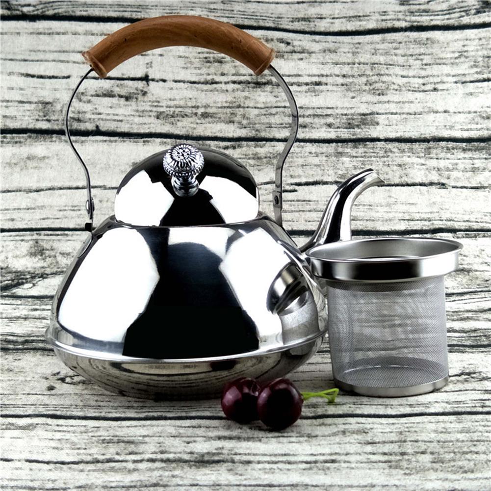 Stainless Steel Stove Top Whistle Drink Tea Kettle With Handle In Silver