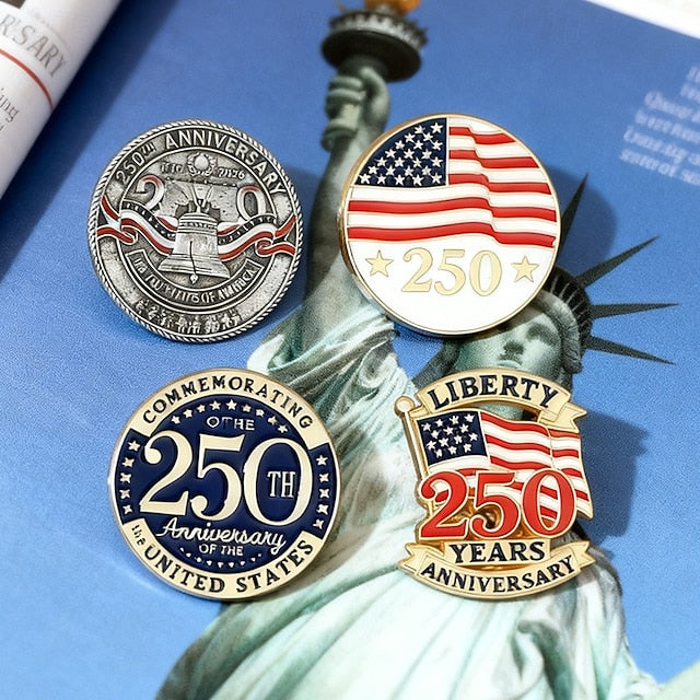 4pcs U.S. 250th Anniversary Brooch Set – Patriotic Lapel Pins