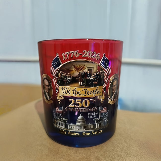 USA 250th Anniversary Eagle with Flag Whiskey Glass Cup, 1776-2026 Edition Whiskey Bottle, 12oz for Liquor, Patriotic Military Veteran Gift for Men, Dad, Husband, Anniversary & Retirement Decoration