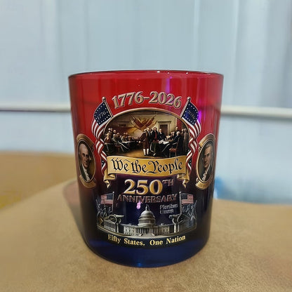 USA 250th Anniversary Eagle with Flag Whiskey Glass Cup, 1776-2026 Edition Whiskey Bottle, 12oz for Liquor, Patriotic Military Veteran Gift for Men, Dad, Husband, Anniversary & Retirement Decoration